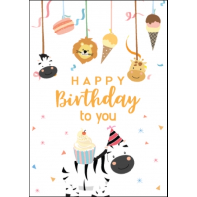 Ansichtkaart Animal zebra happy birthday